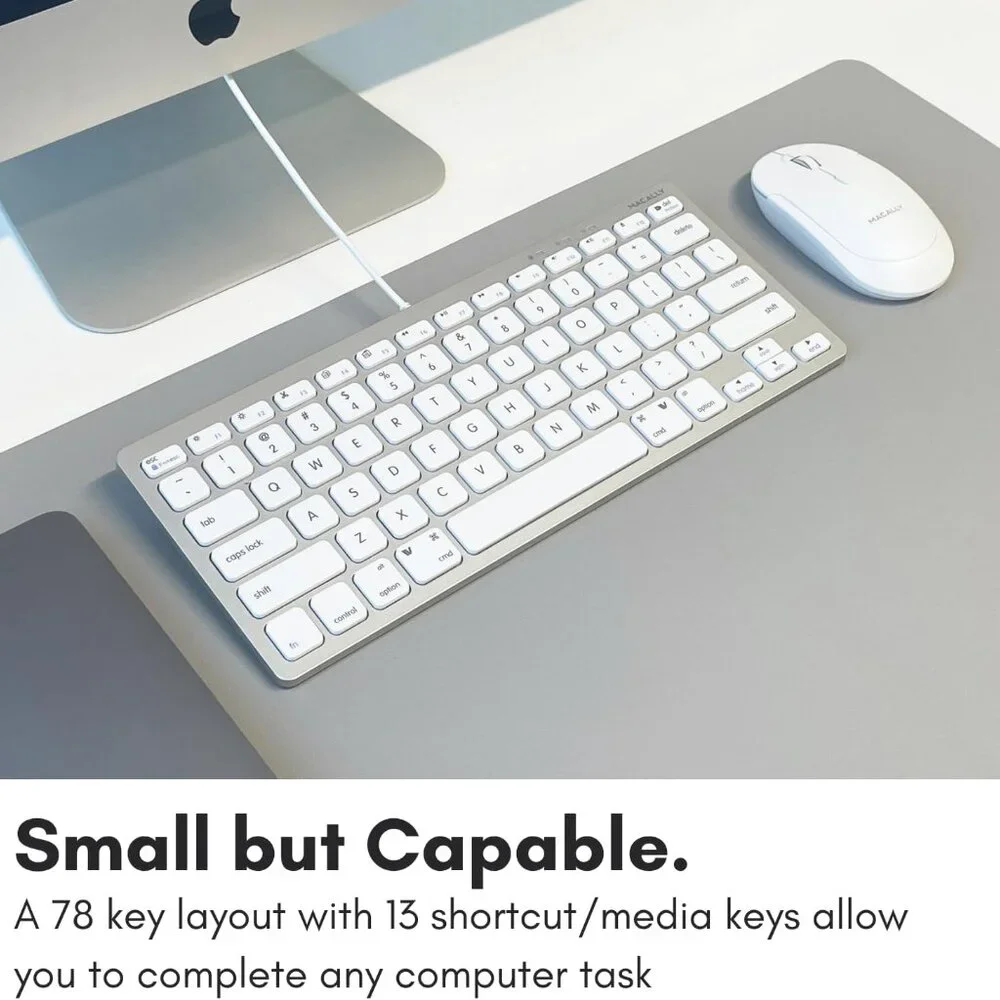 MACALLY Compact USB-C Wired Keyboard